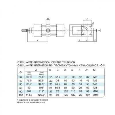 Oscillante intermedio in acciaio inox per cilindro 15552 inox Alesaggio 32