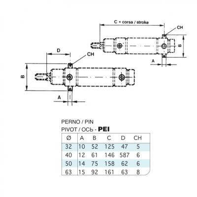 Perni in acciaio inox (coppia) Ales. 63 per cilindro CP96 inox