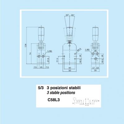Pneumatically operated spool valves 5/3 way 1/8G a 3 Stable position
