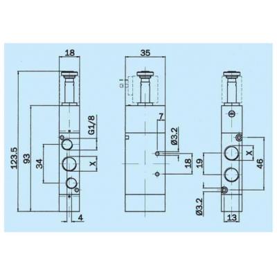 Solenoid spool valves a 5/2 way 1/8G 1 stable position with coil